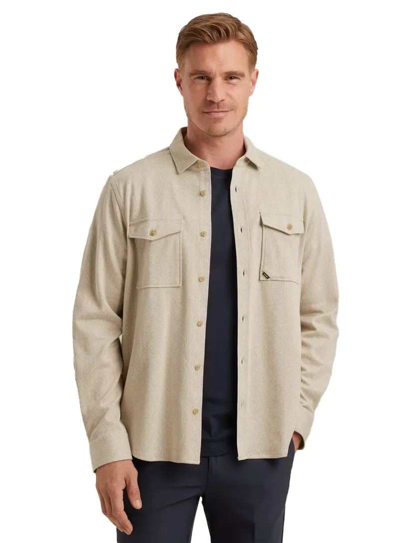 Overshirt Vanguard Beige visgraat dubbele borstzak
