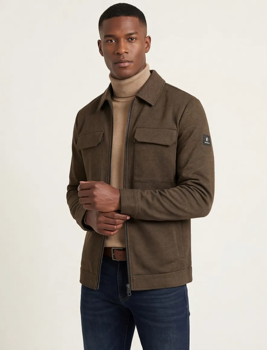 Vanguard vest bruin effen katoen