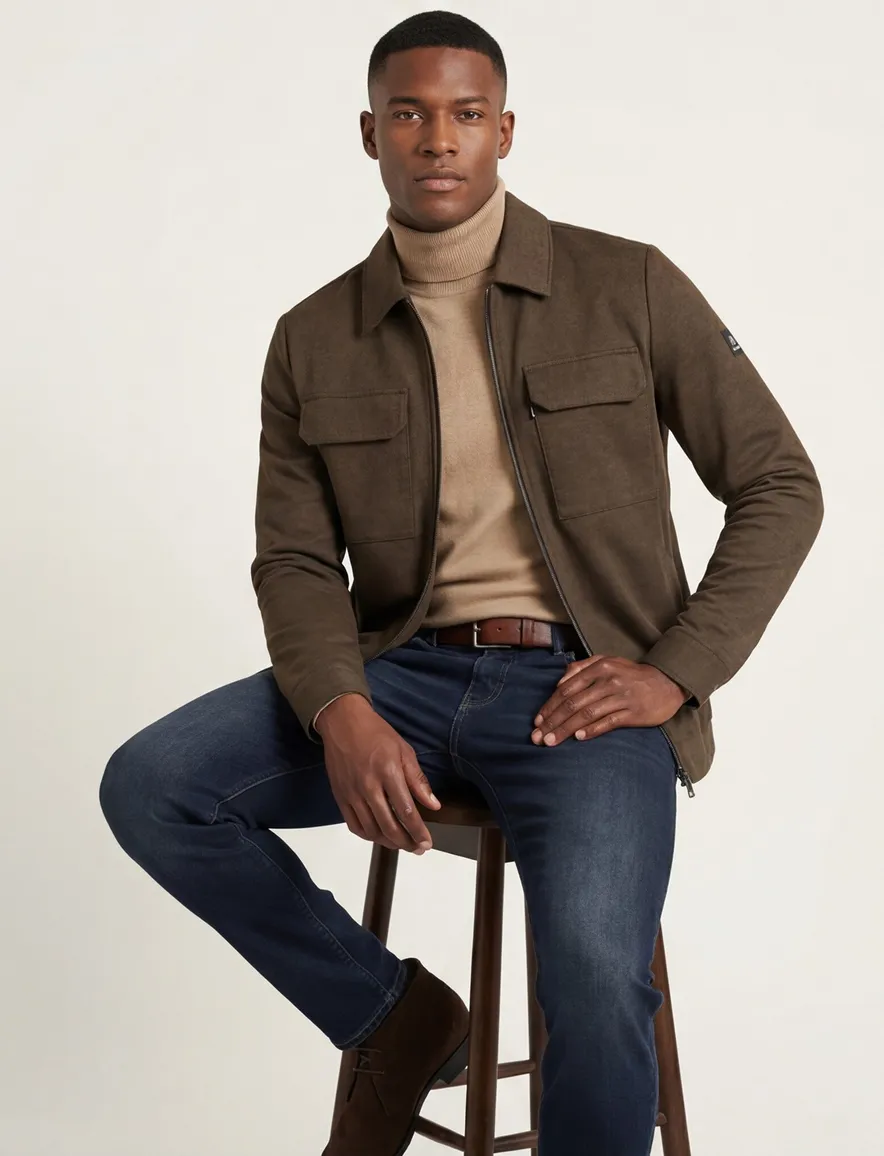 Vanguard vest bruin effen katoen