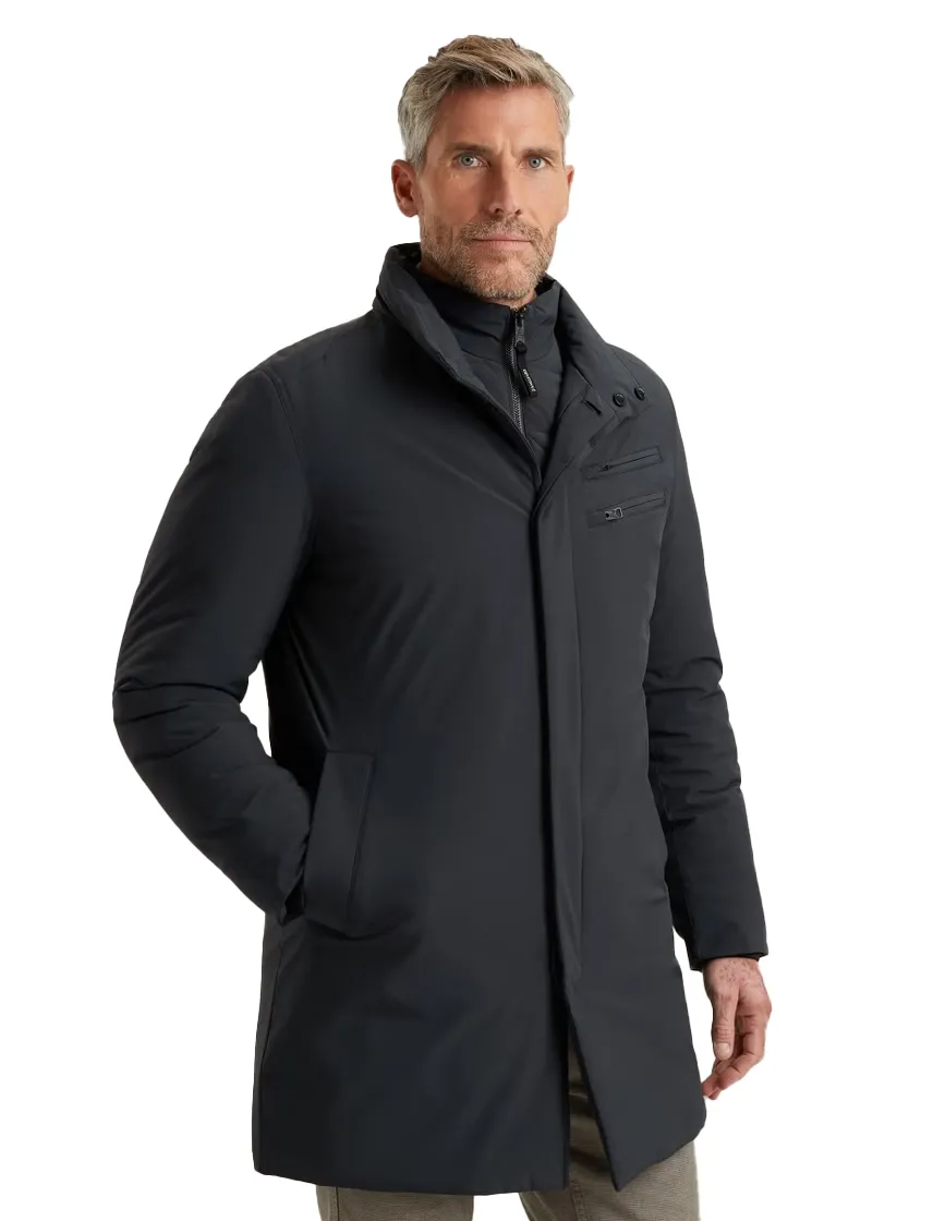 Vanguard Winterjas Donkerblauw dubbele borstzak rits en knoop