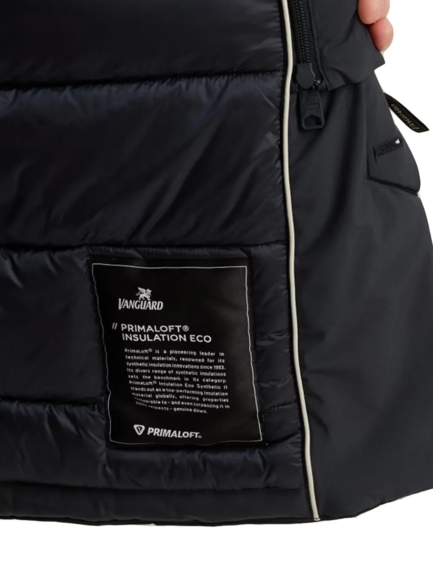 Vanguard Winterjas Donkerblauw dubbele borstzak rits en knoop