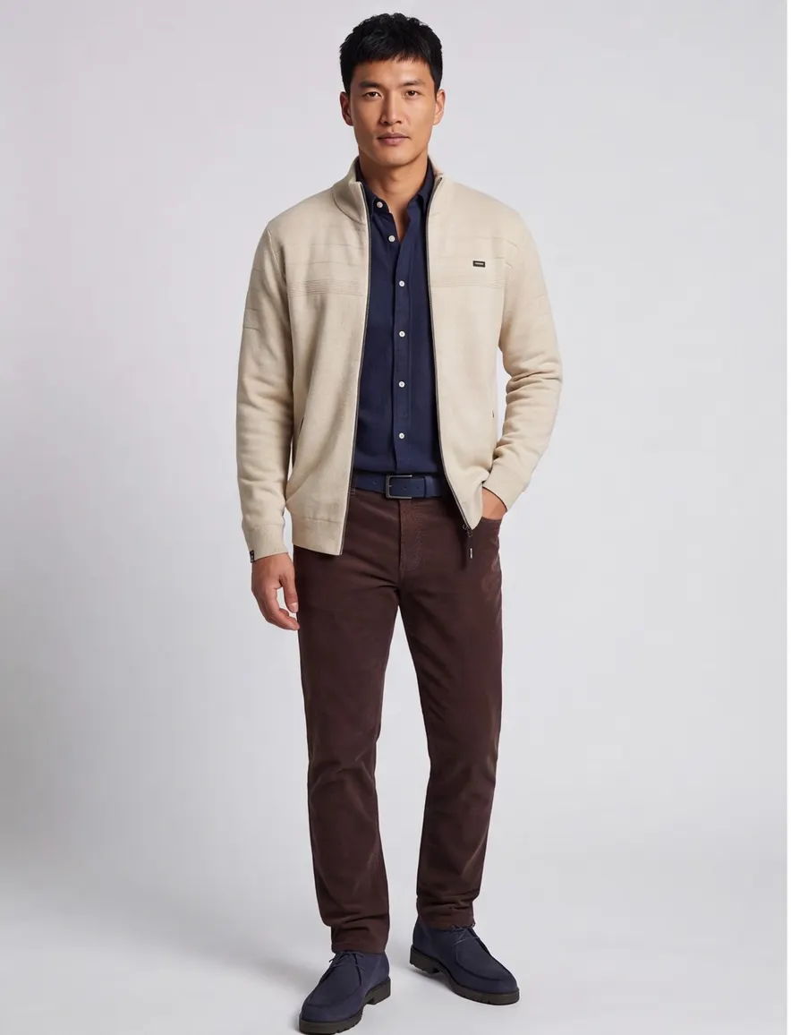 Vanguard vest beige effen katoen