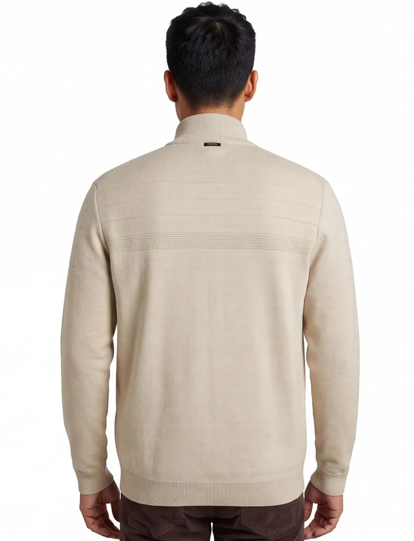 Vest Vanguard Creme gemeleerd zwarte rits