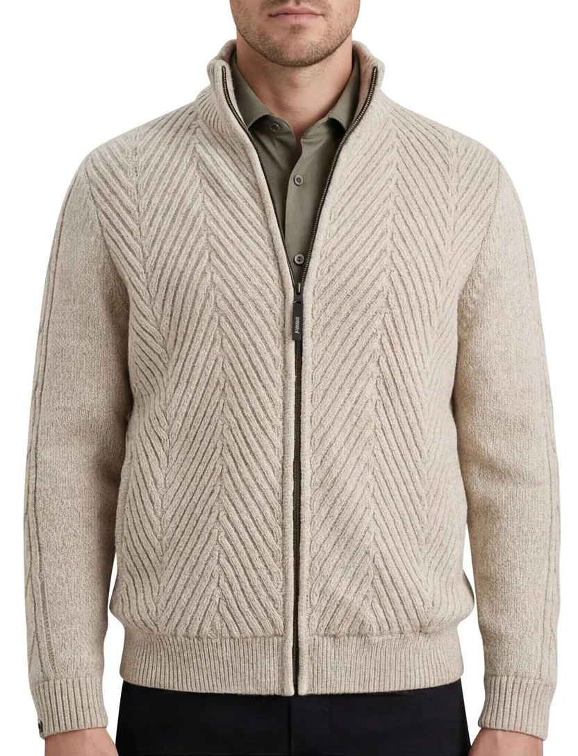 Gemeleerd beige sweatvest Vanguard normale fit