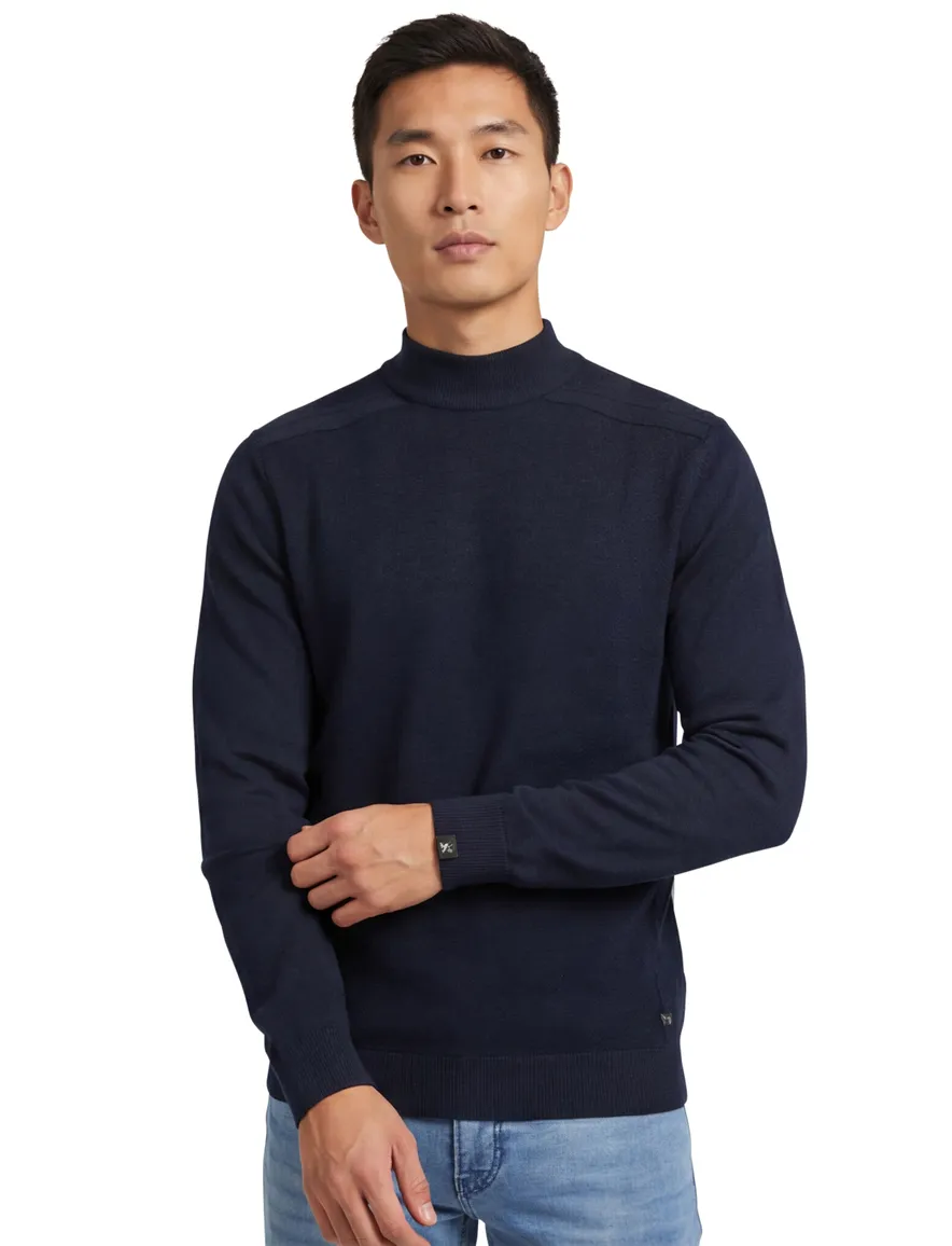Vanguard trui met mockneck donkerblauw