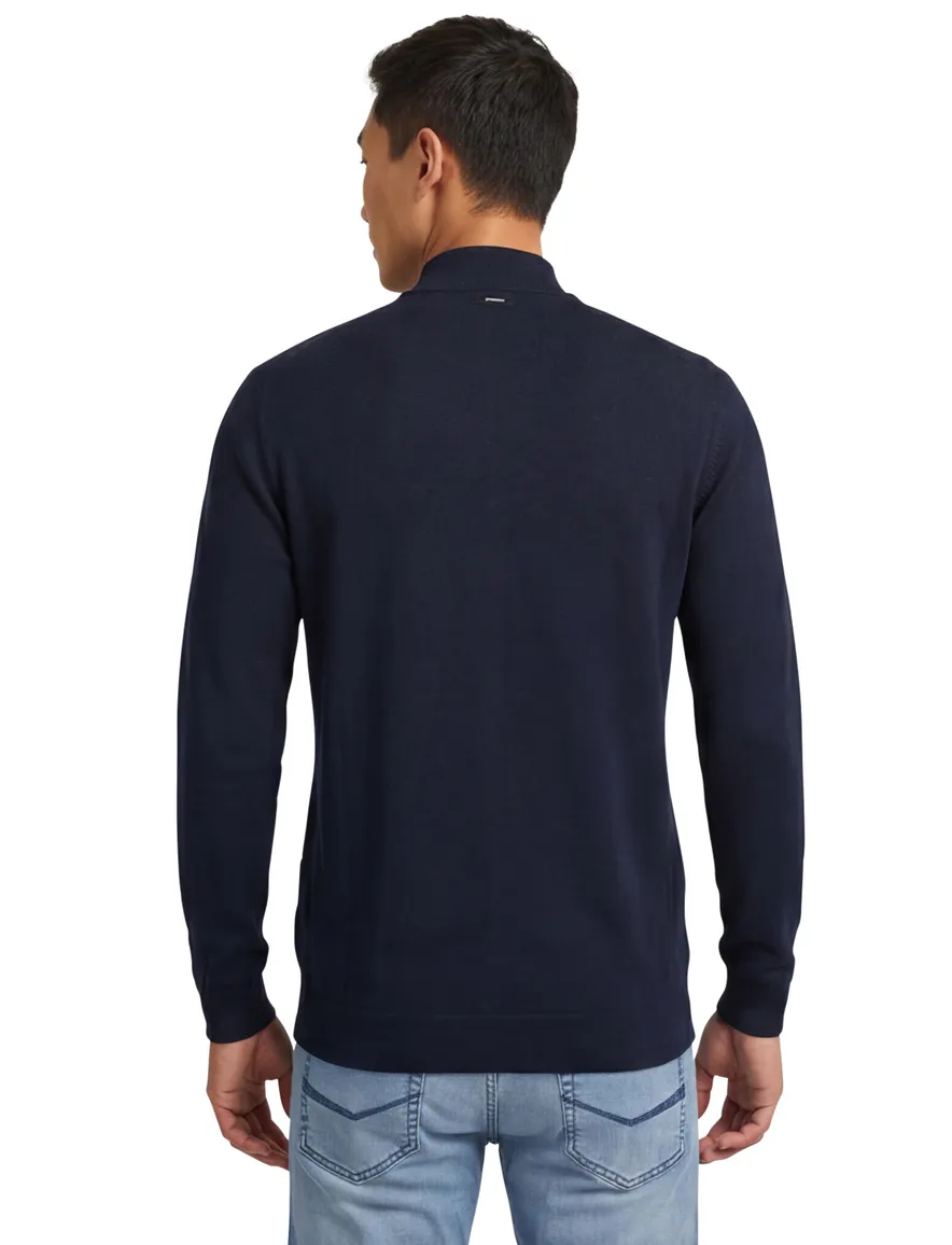 Vanguard trui met mockneck donkerblauw