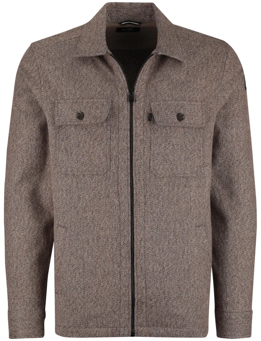 Overshirt Vanguard bruin katoen borstzakken gemeleerd