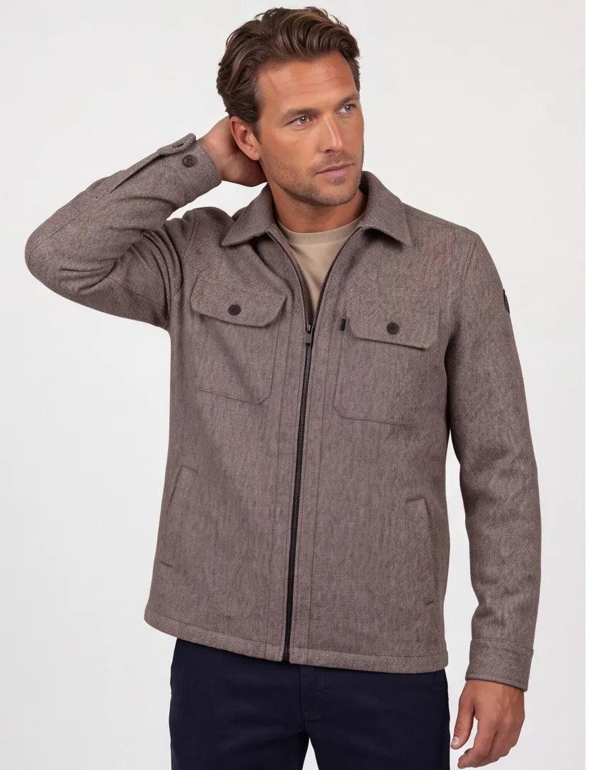 Overshirt Vanguard bruin katoen borstzakken gemeleerd