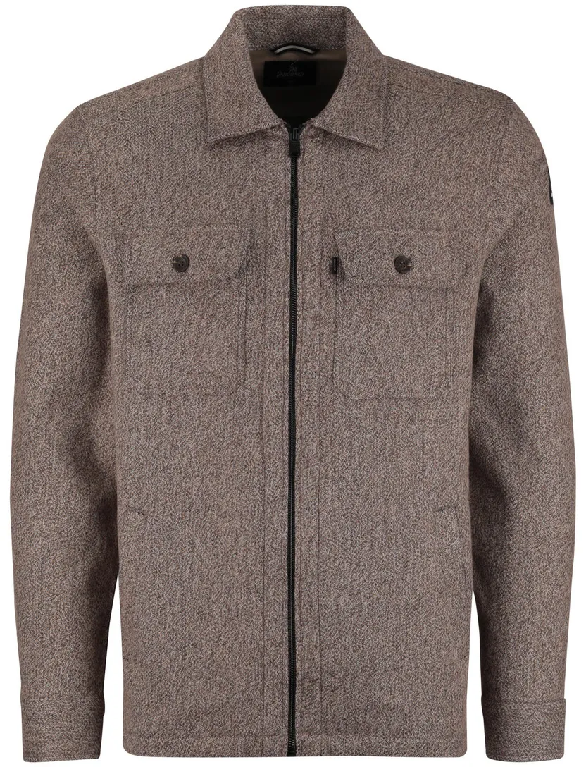 Overshirt Vanguard bruin katoen borstzakken gemeleerd