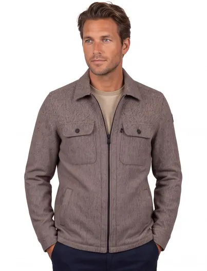 Vanguard Vanguard overshirt bruin katoen gemeleerd borstzakken