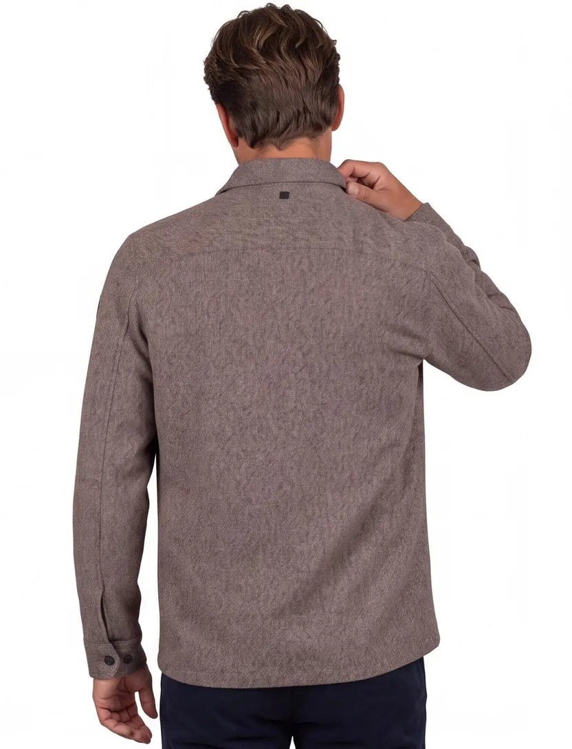 Overshirt Vanguard bruin katoen borstzakken gemeleerd