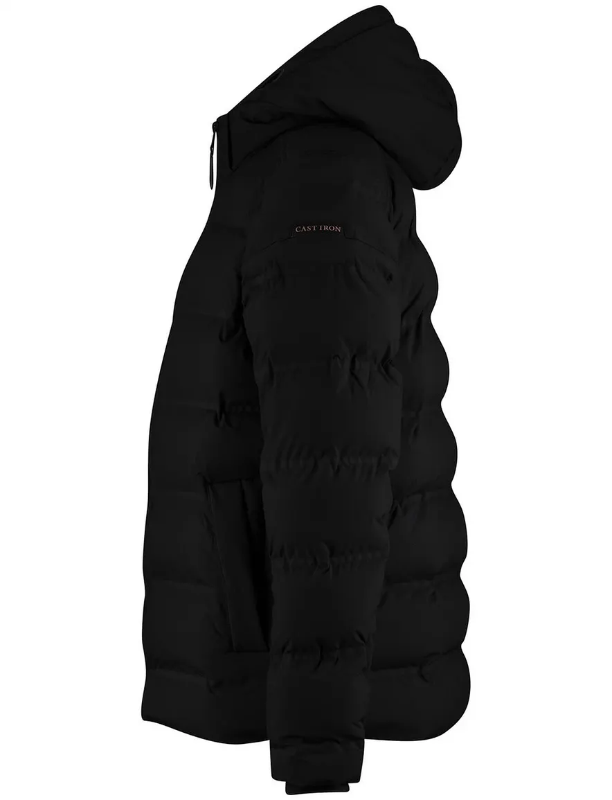 Cast Iron puffer jas zwart effen