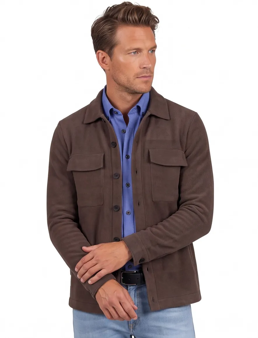 Cast Iron overshirt effen bruin normale fit