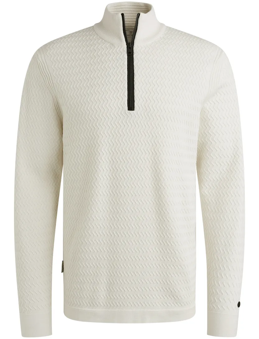 half zip trui Cast Iron met structuur lichtgrijs