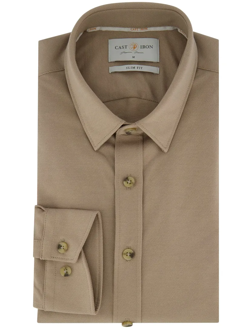 Cast Iron overhemd Twill Jersey beige
