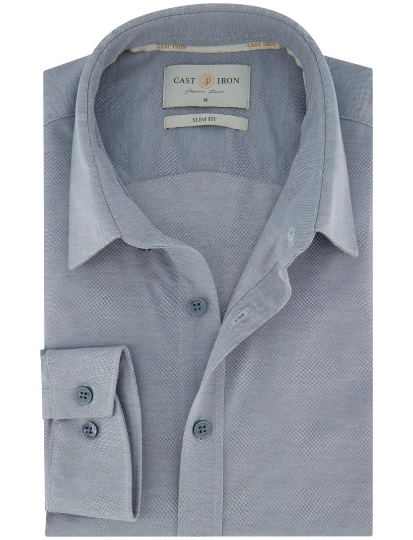 Cast Iron overhemd jersey blauw gemeleerd