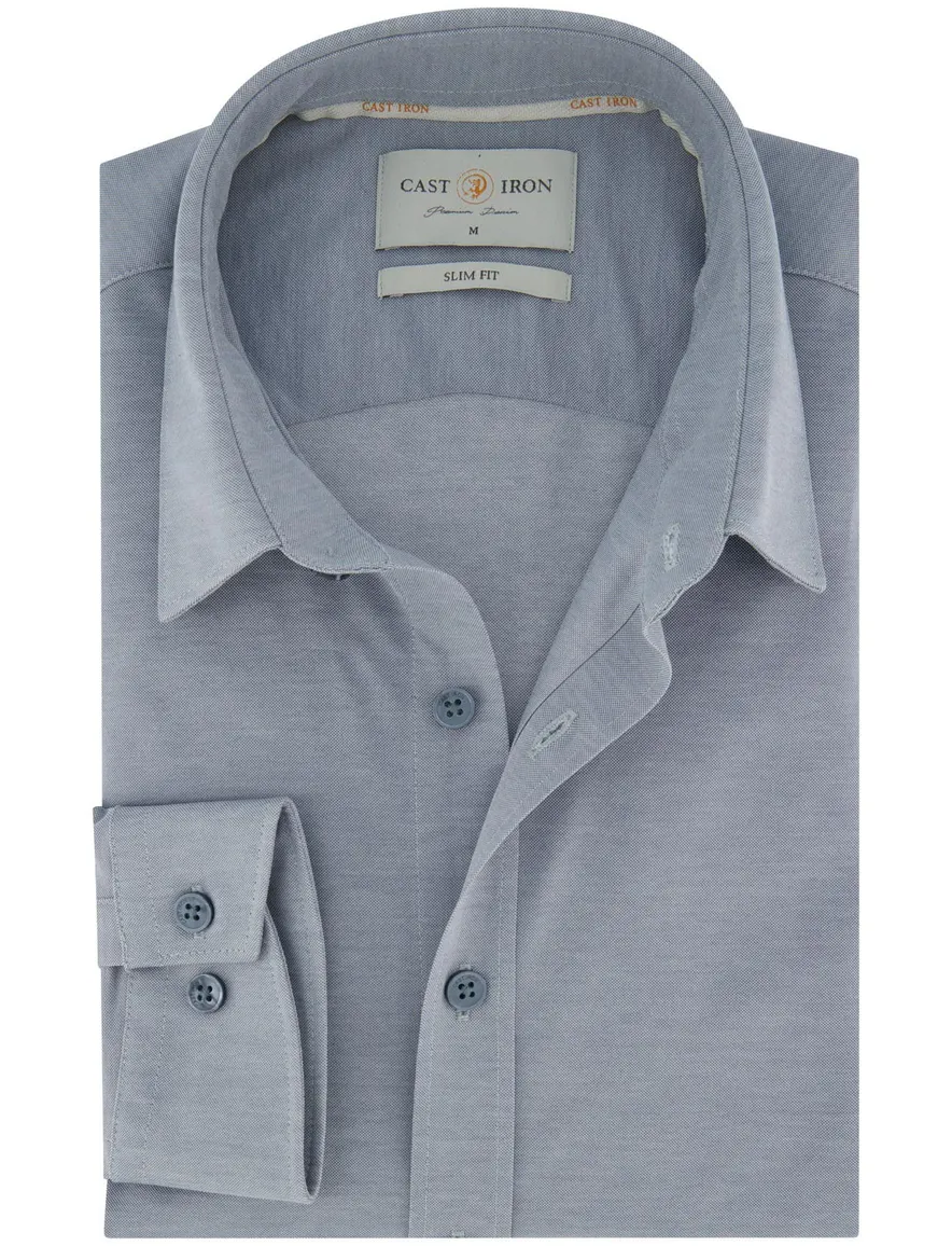 Cast Iron overhemd jersey blauw gemeleerd