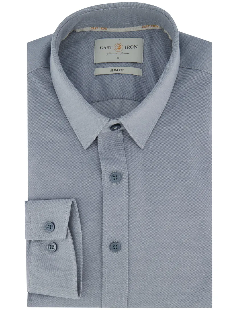 Cast Iron overhemd jersey blauw gemeleerd