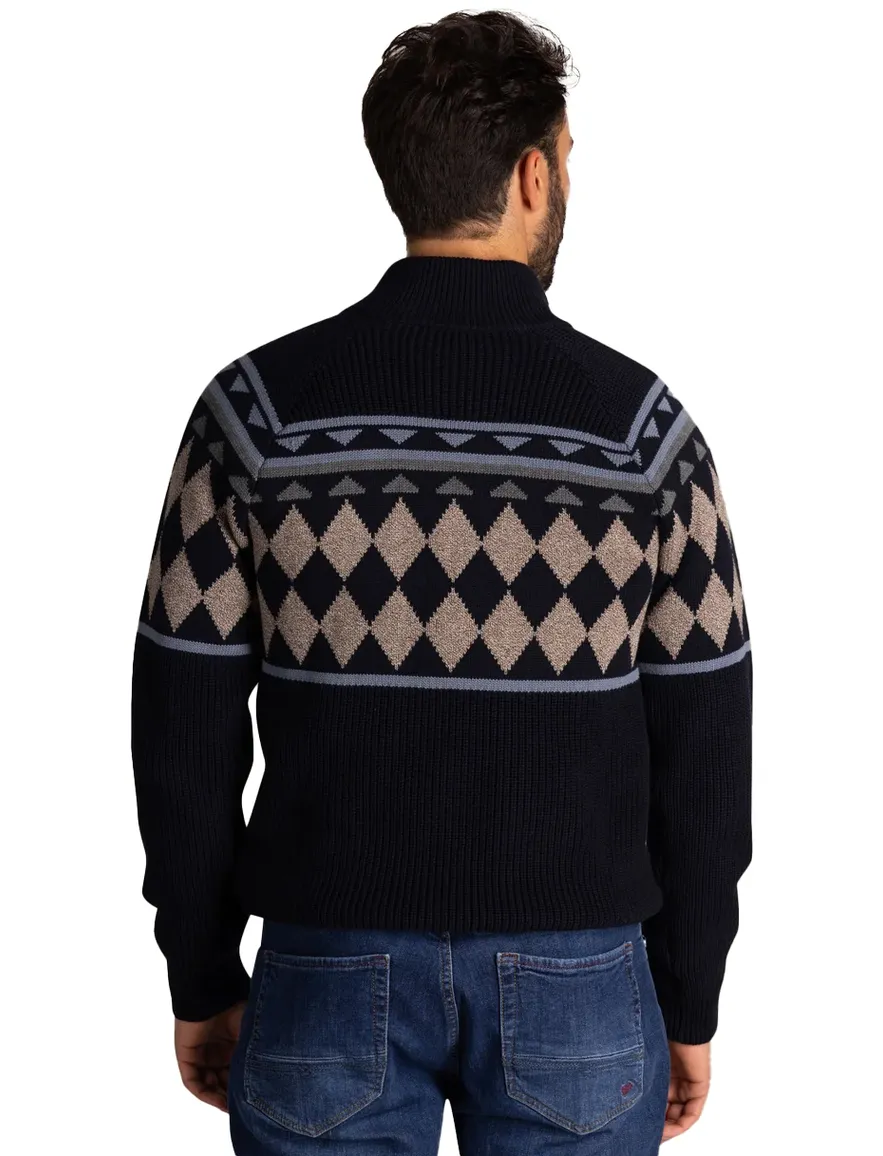 New Zealand trui donkerblauw half zip