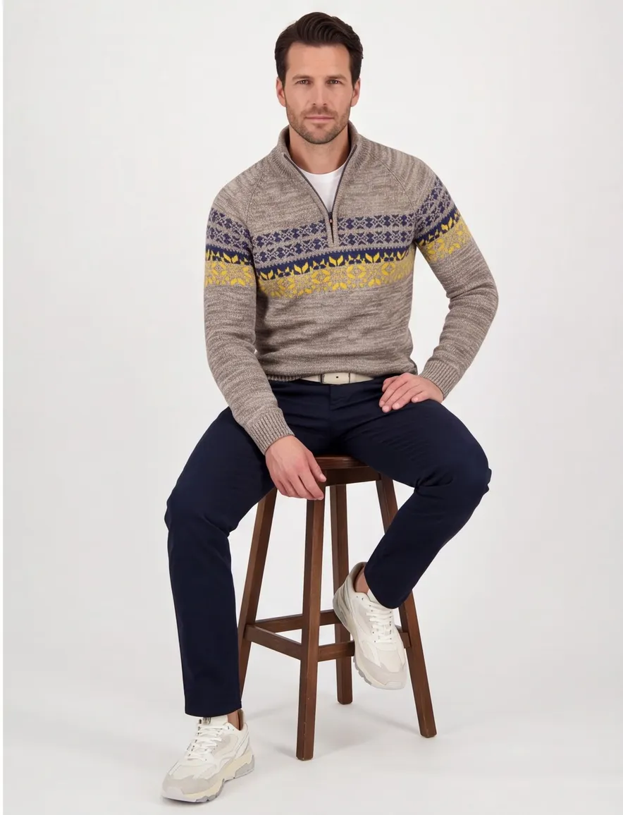 New Zealand trui beige gemeleerd