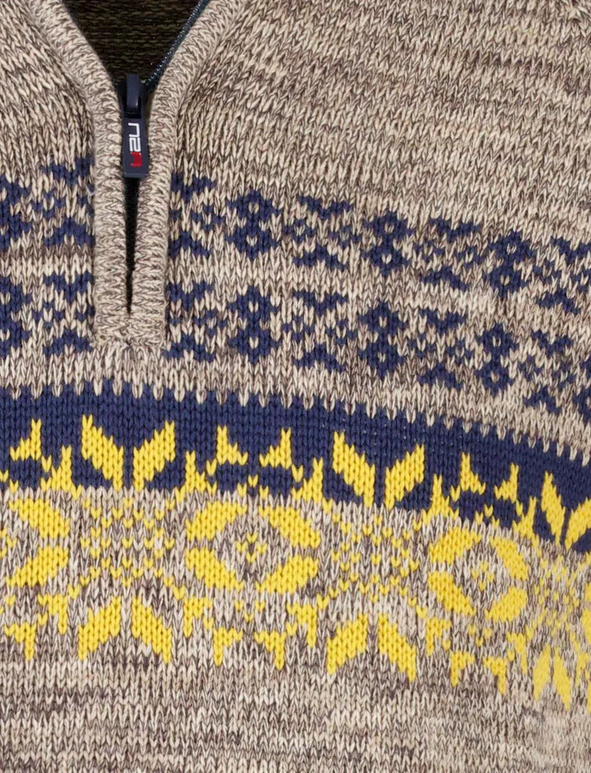 trui New Zealand beige print katoen