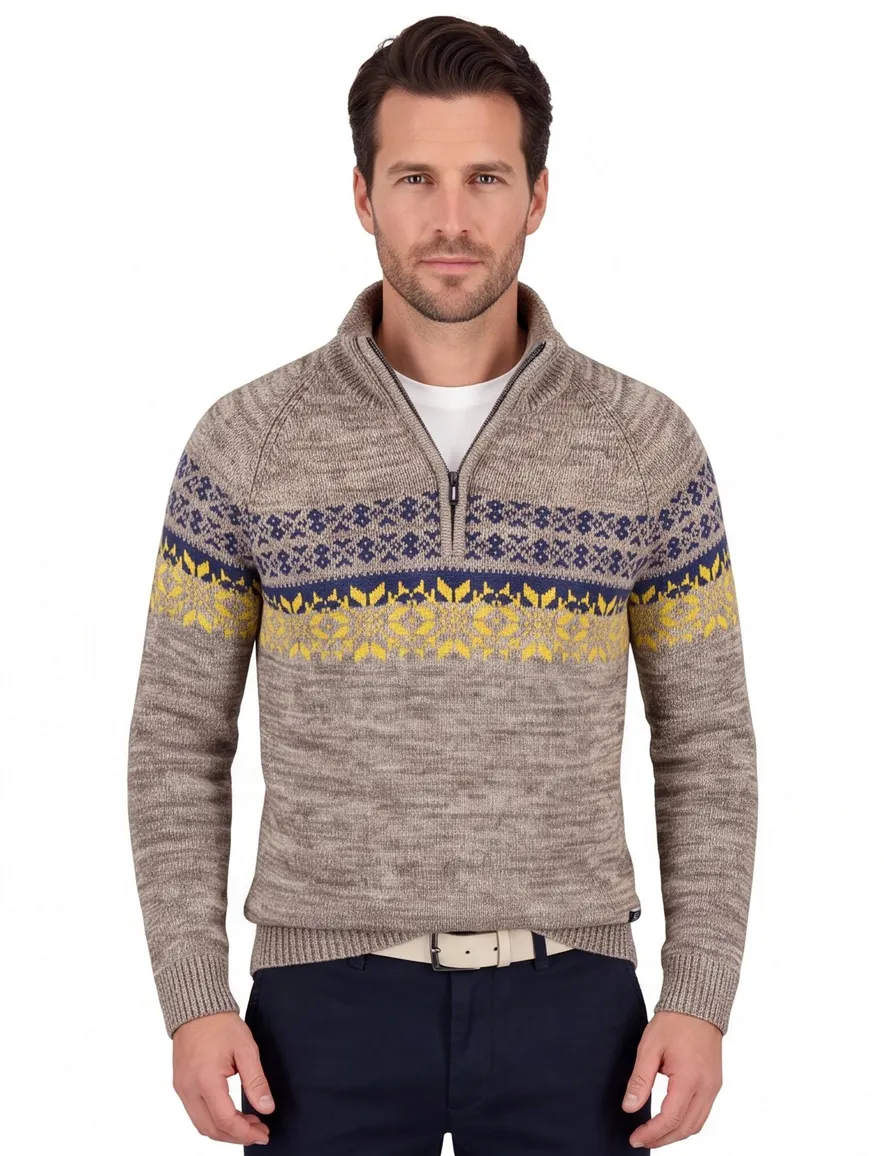 New Zealand trui beige gemeleerd