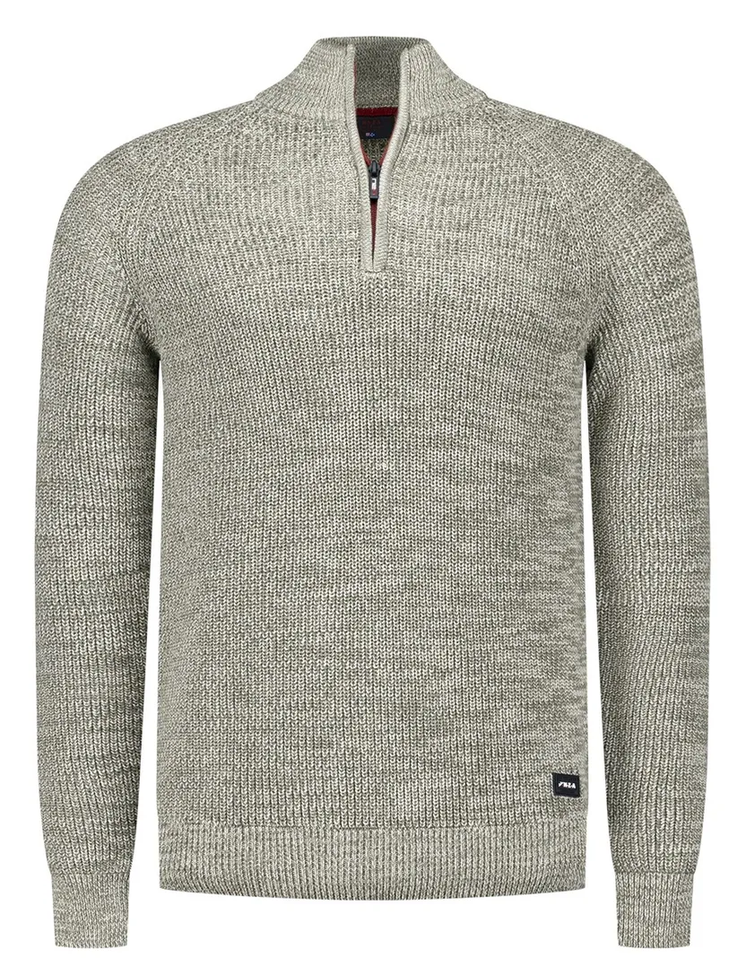 trui New Zealand groen gebreid half zip