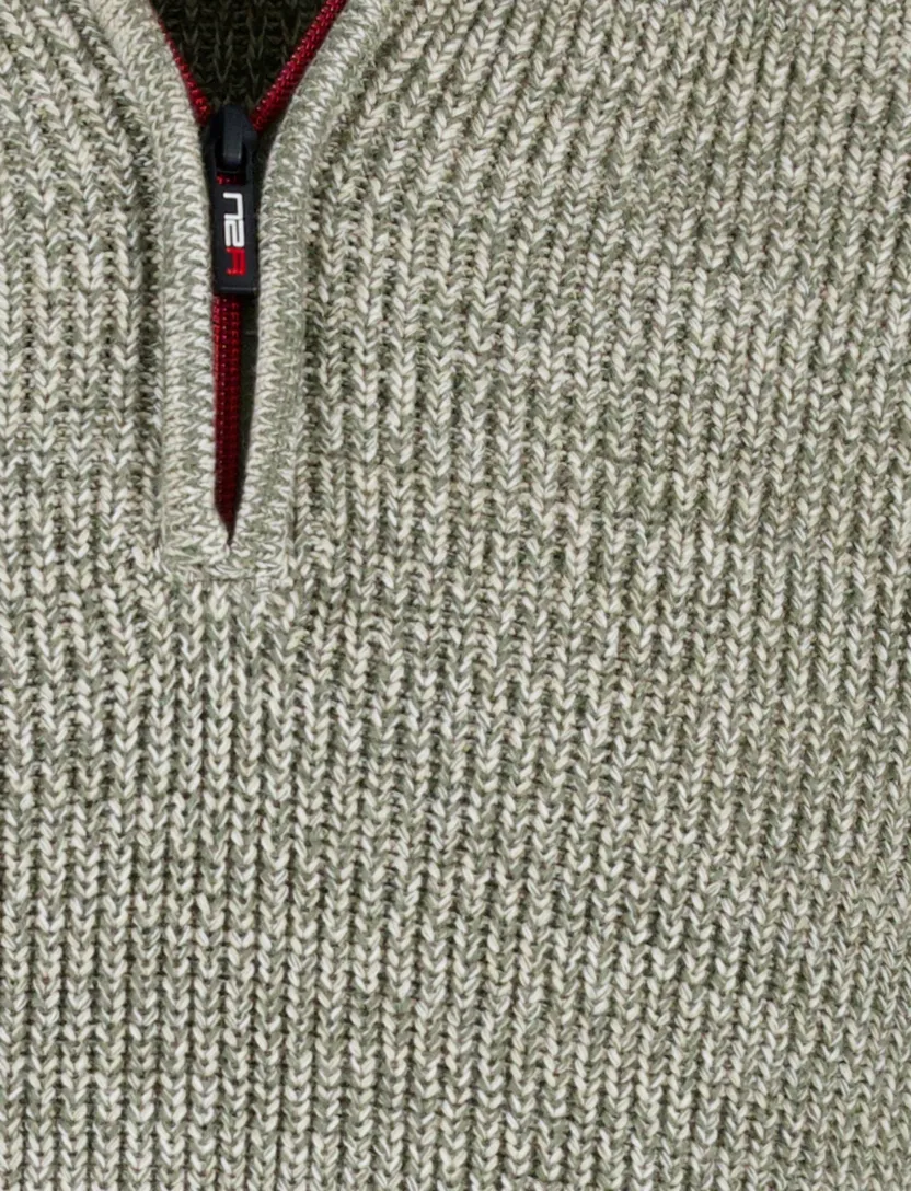trui New Zealand groen gebreid half zip