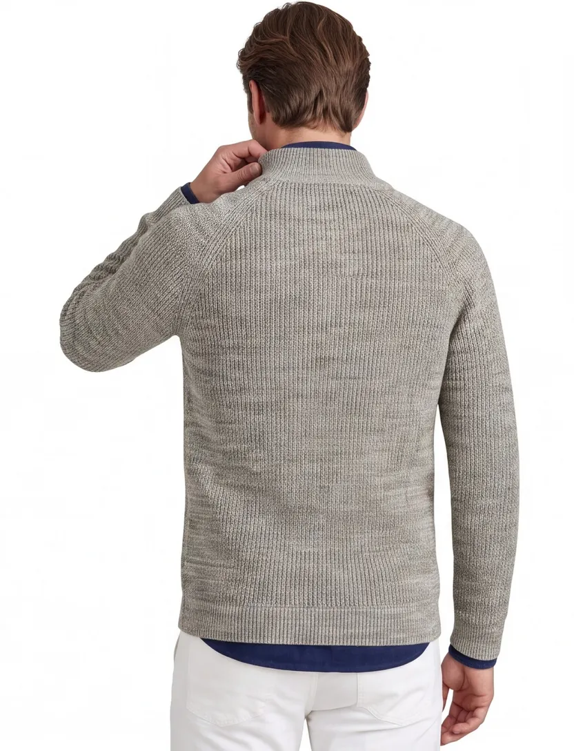 trui New Zealand groen gebreid half zip