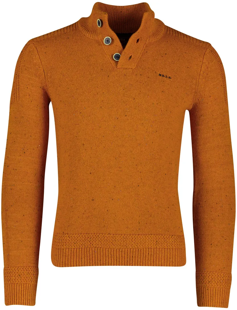 NZA 3 knopen trui oranje effen