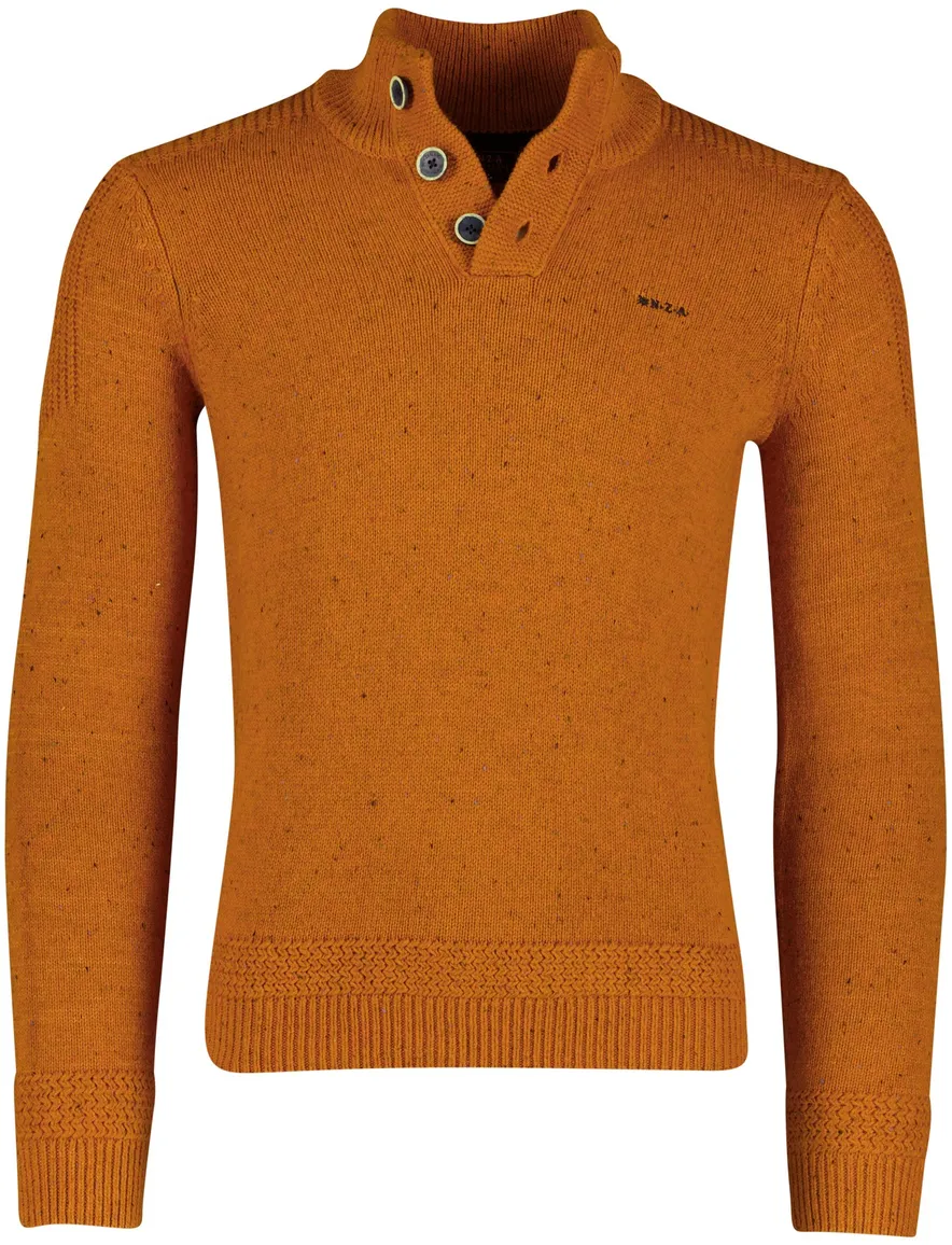 NZA 3 knopen trui oranje katoen