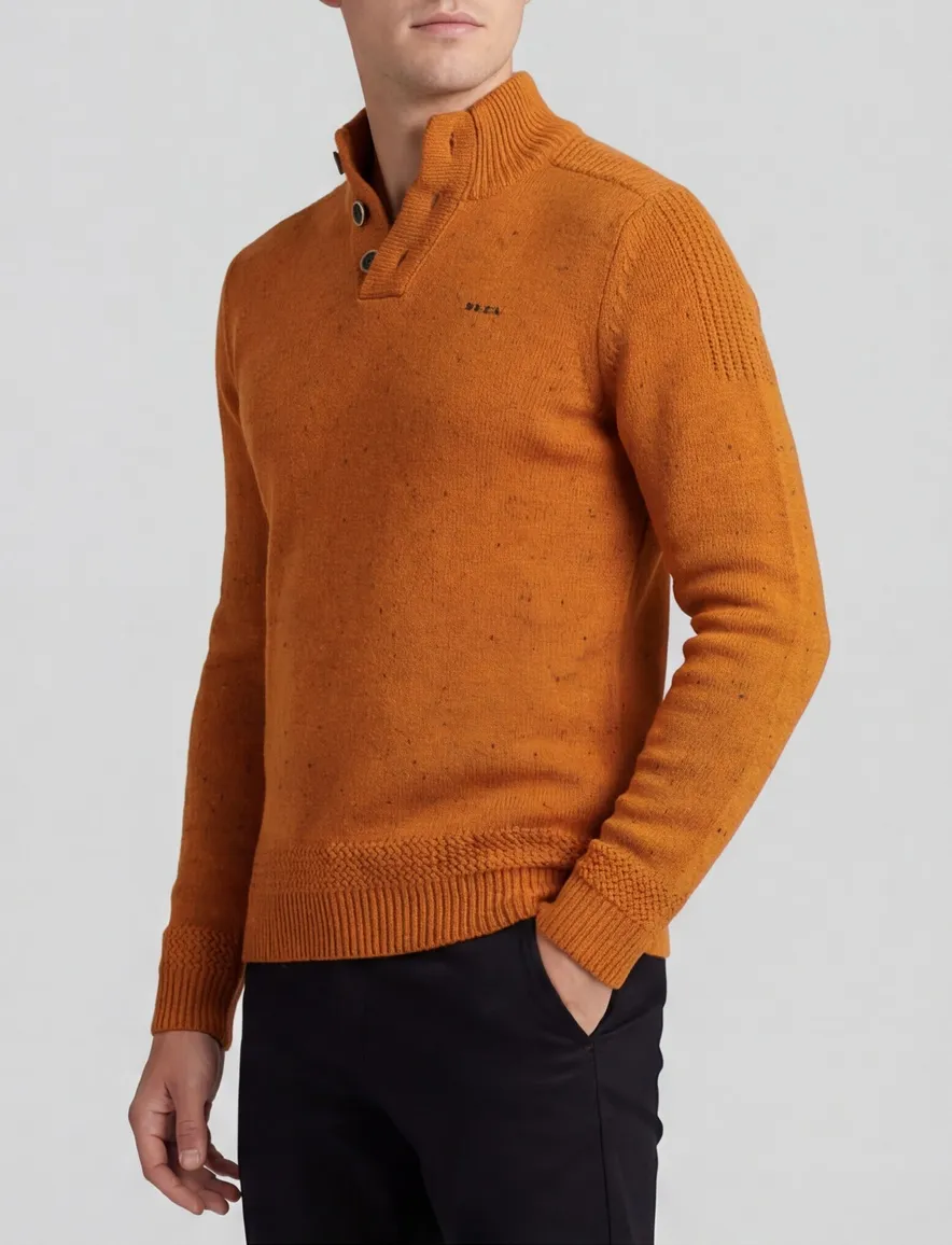 NZA 3 knopen trui oranje katoen
