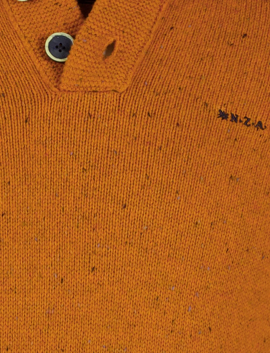NZA 3 knopen trui oranje katoen