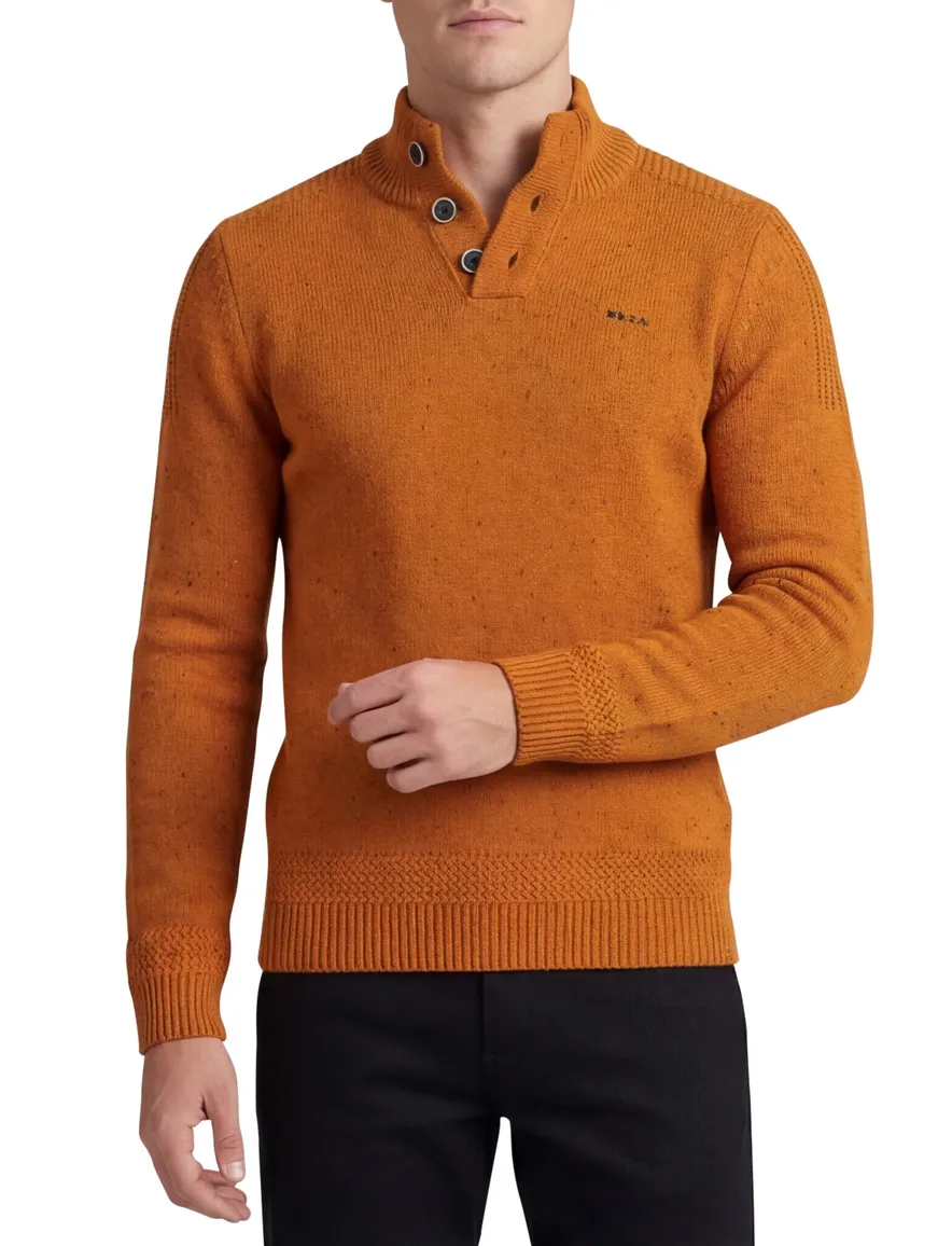 NZA 3 knopen trui oranje katoen