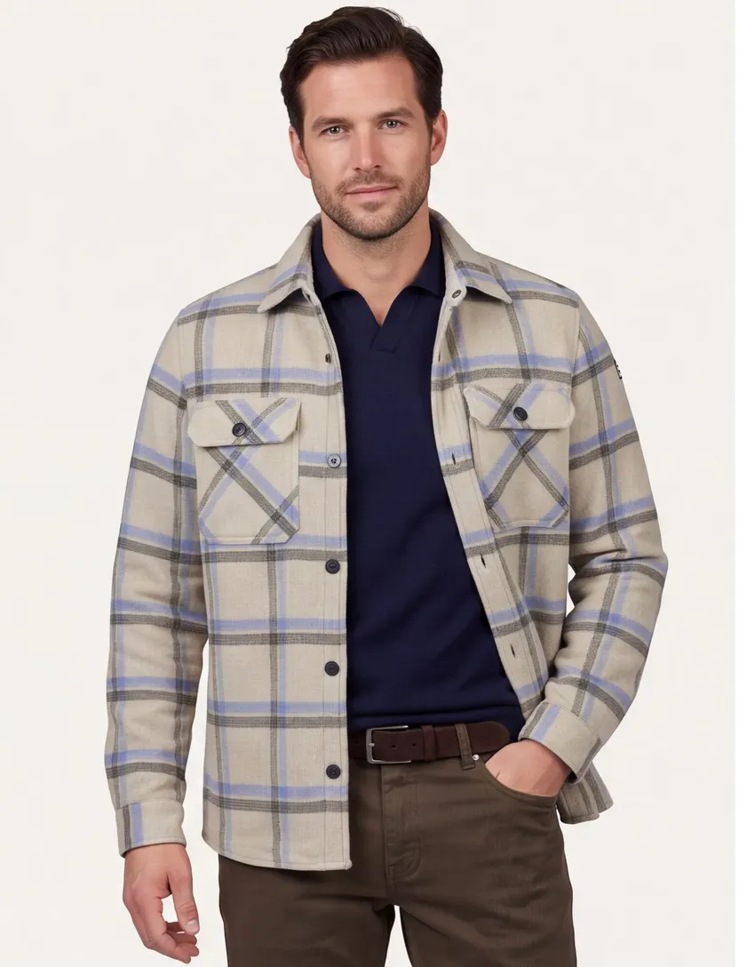 NZA overshirt beige geruit polyester