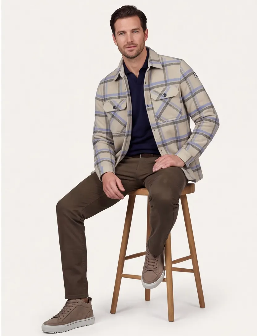 NZA overshirt beige geruit polyester