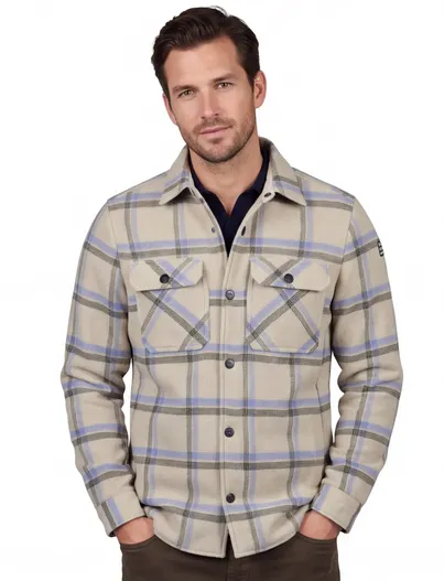 New Zealand NZA overshirt beige geruit polyester