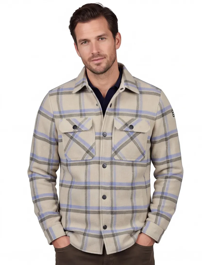 NZA overshirt beige geruit polyester