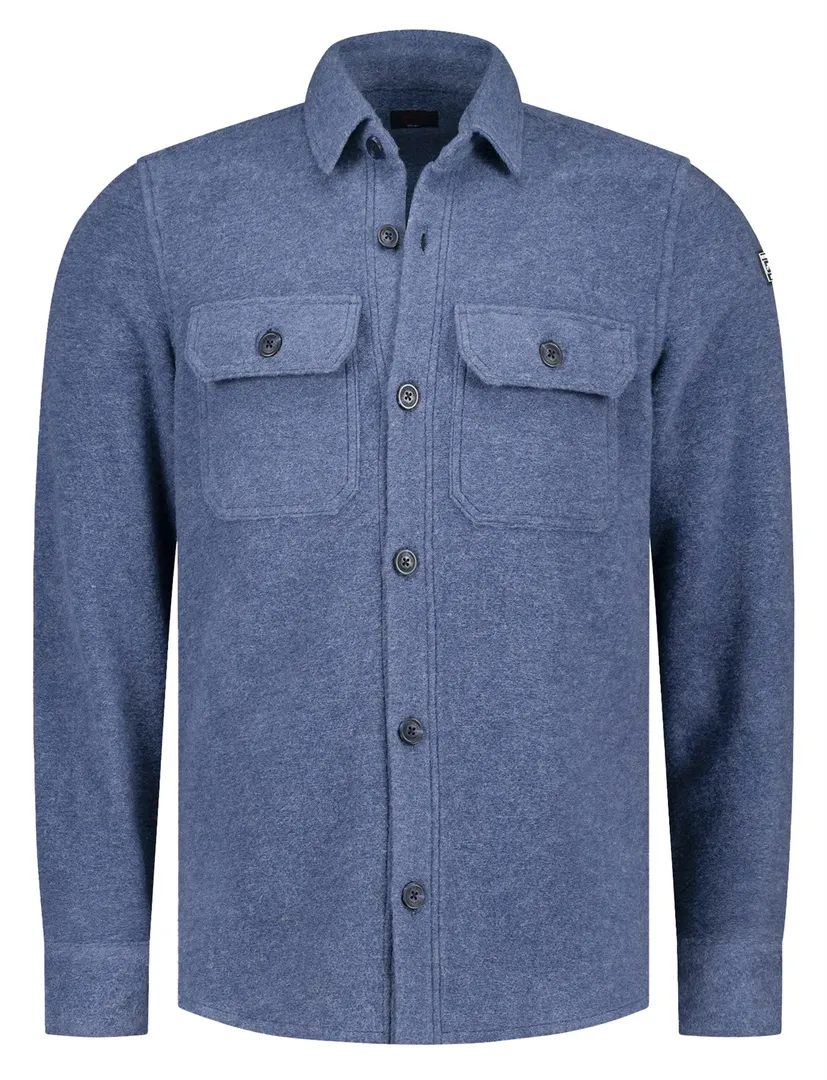New Zealand overshirt blauw gemêleerd Jamir wol | Schulte Herenmode