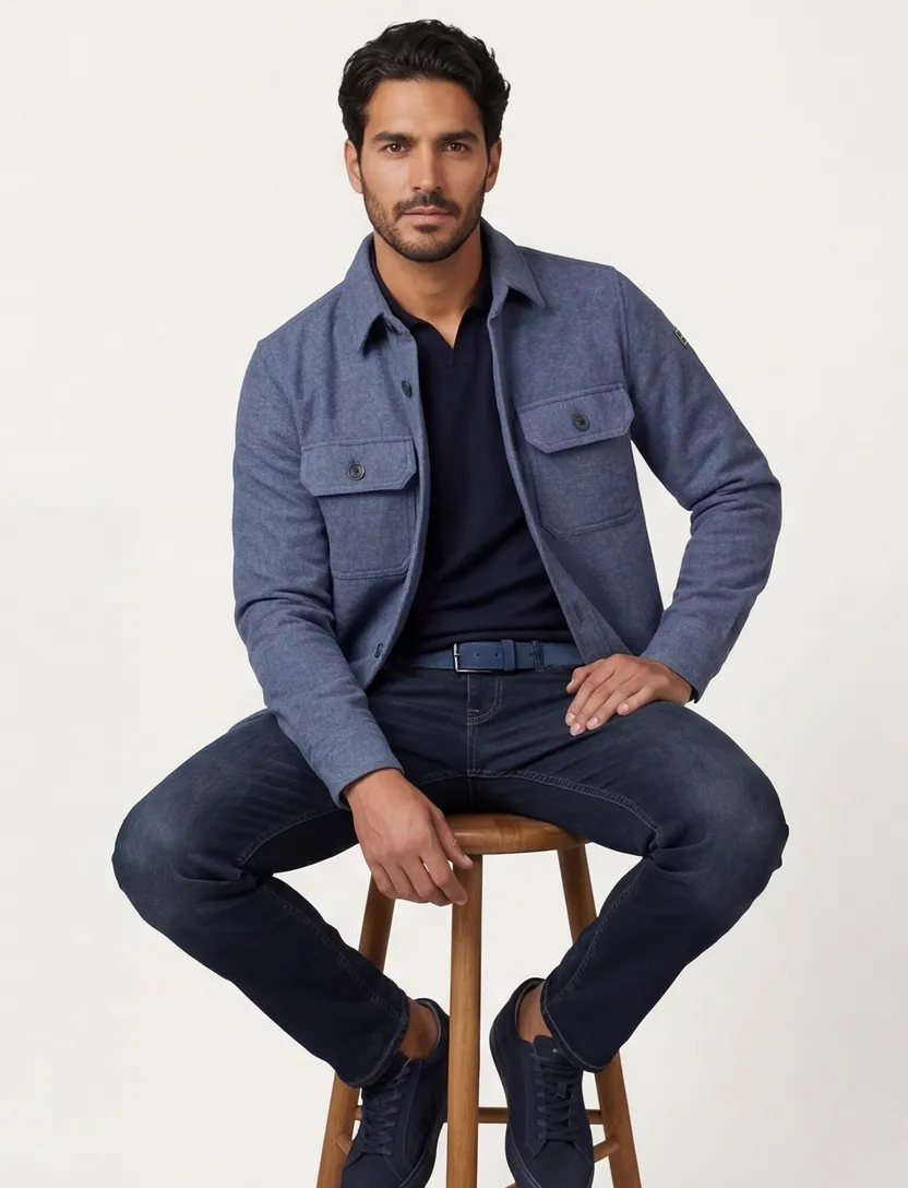 Overshirt New Zealand blauw gemêleerd Jamir