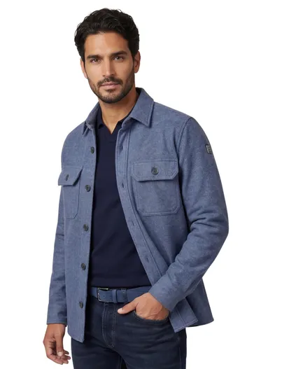 New Zealand New Zealand overshirt blauw gemêleerd Jamir wol