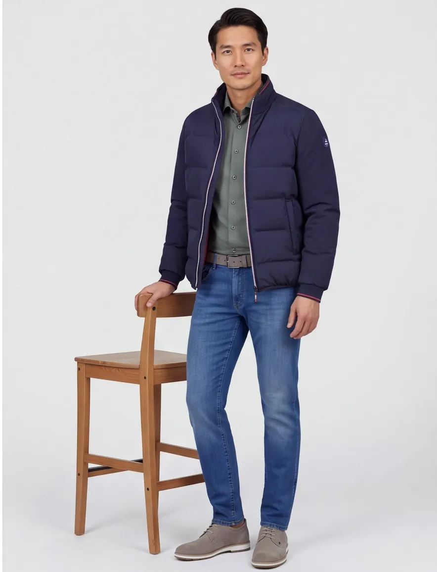 puffer jas NZA donkerblauw effen
