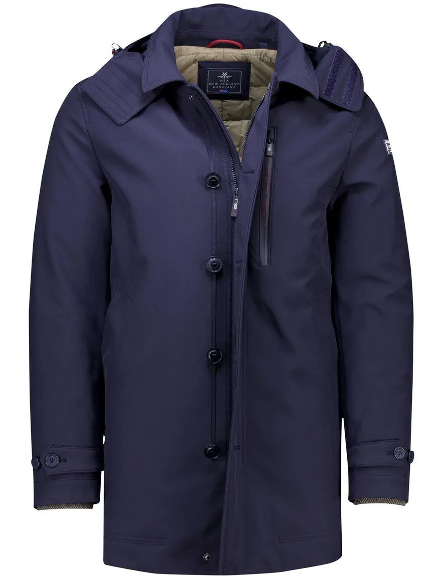 New Zealand winterjas donkerblauw normale fit waterafstotend