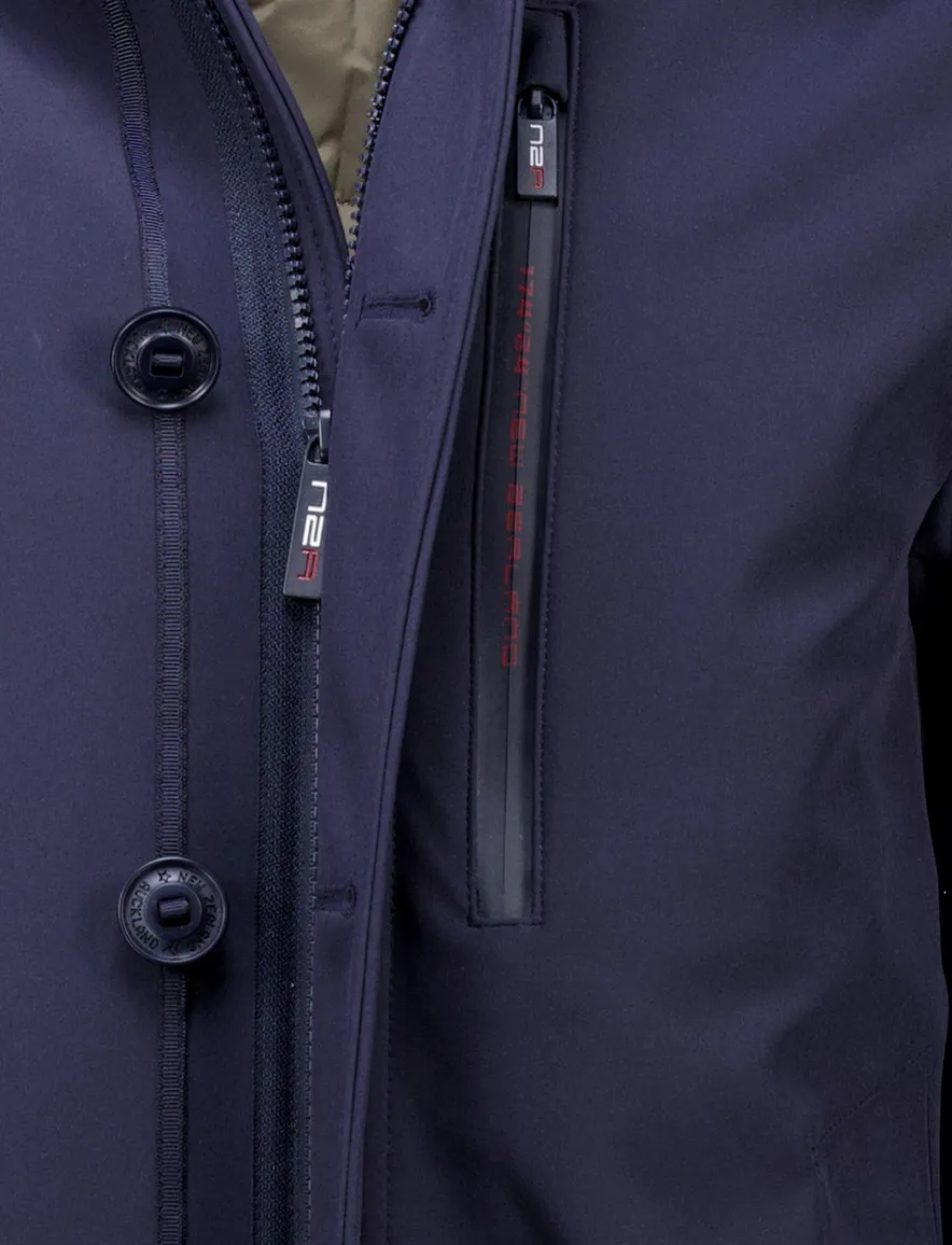 New Zealand winterjas donkerblauw normale fit waterafstotend