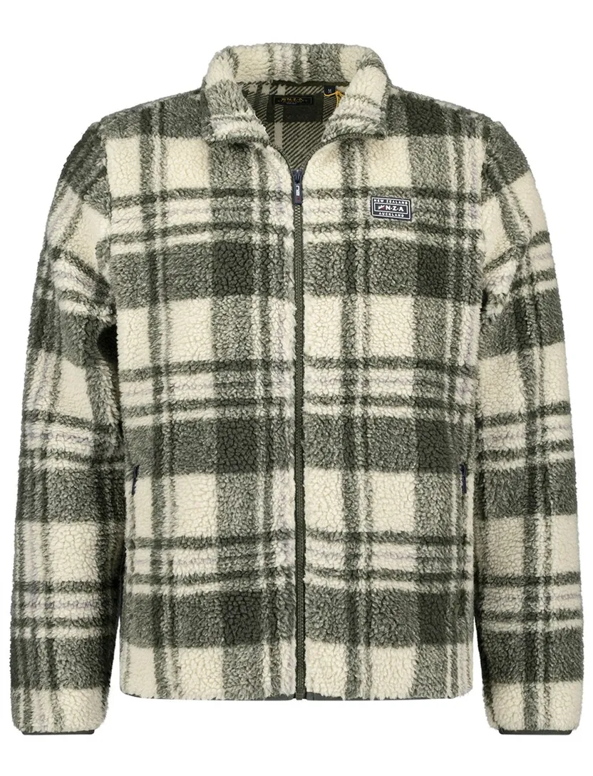 NZA vest groen geruit zonder capuchon fleece