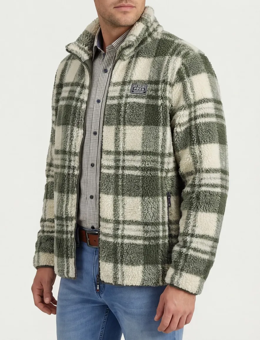 NZA vest groen geruit fleece