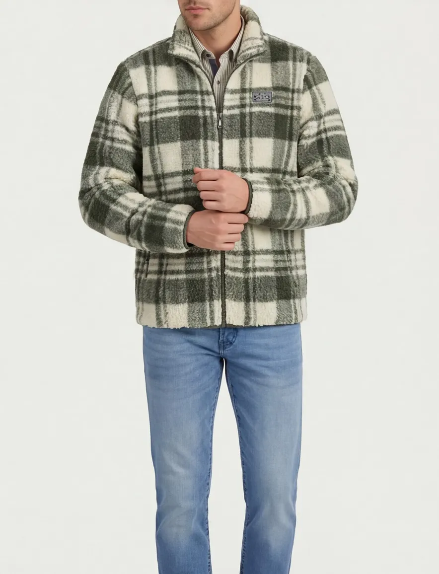 NZA vest groen geruit fleece