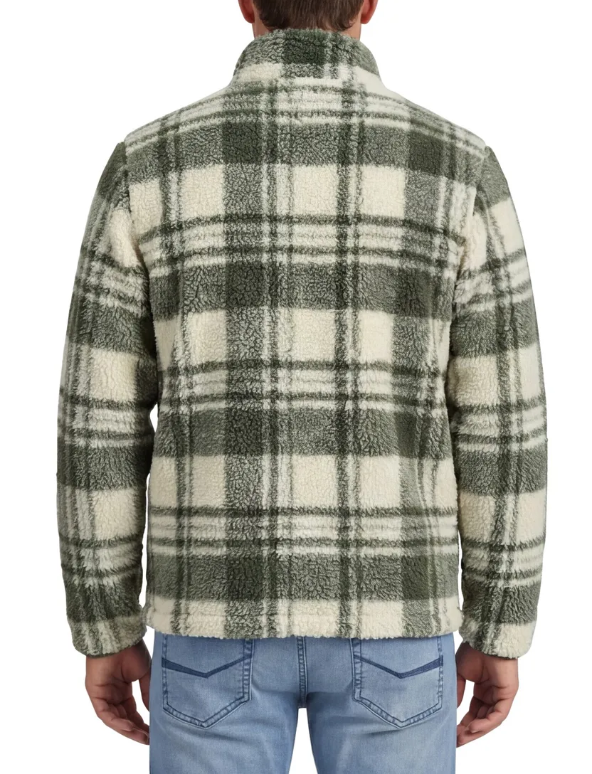 NZA vest groen geruit zonder capuchon fleece