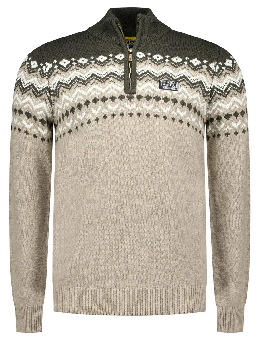 NZA trui beige half zip gebreid