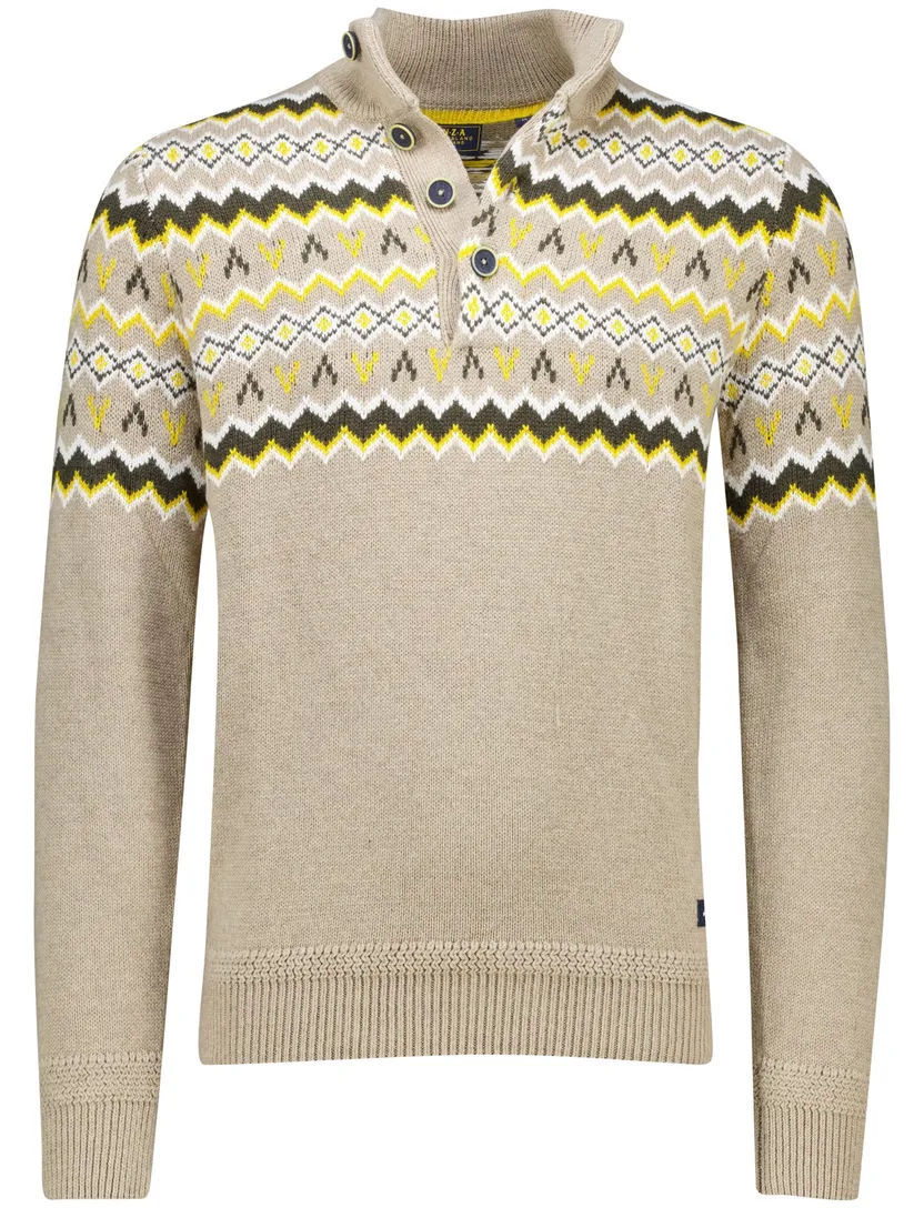 Trui New Zealand beige knopen geprint
